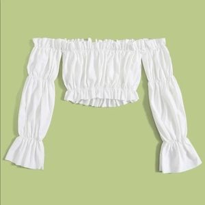 off the shoulder blouse sleeve crop top